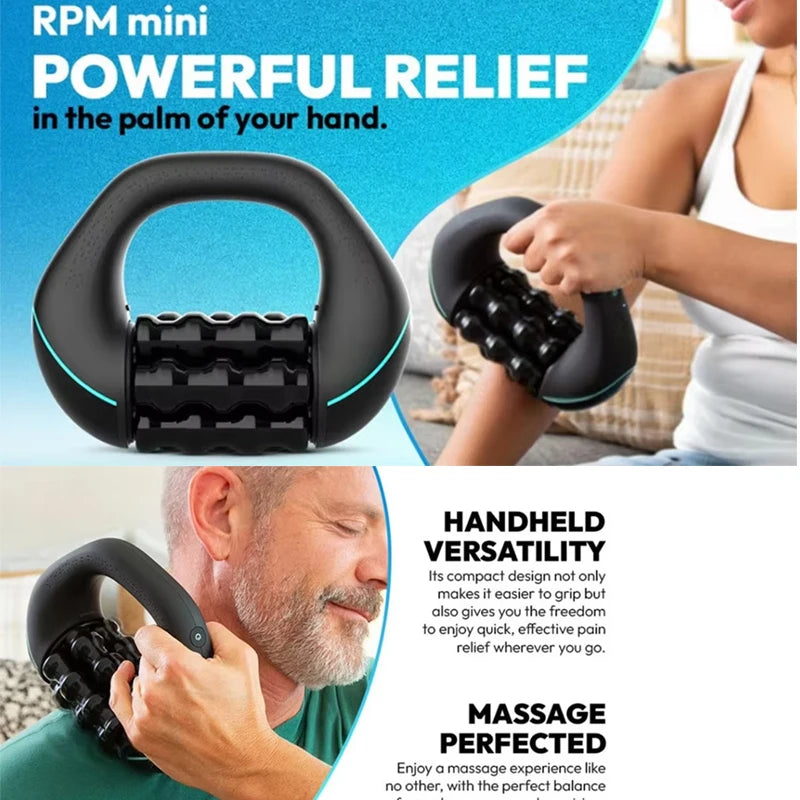 Mini Rolling Percussive Massager Whole Body Fatigue Relief Deep Tissue and Muscle Recovery Rechargeable Powerful 3-Speed Spin